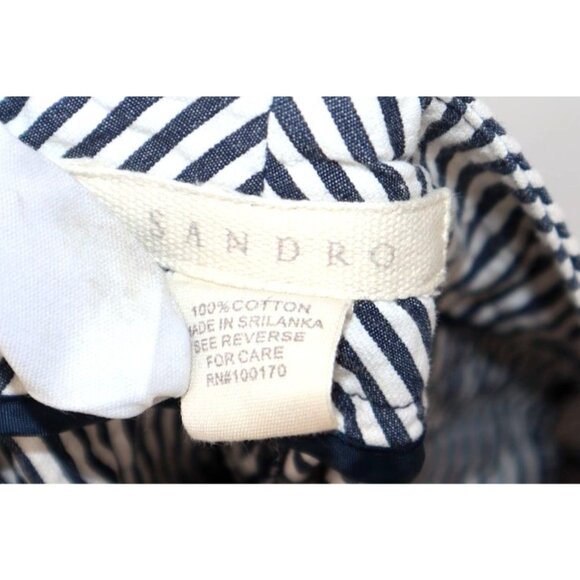 Sandro Womens Navy & White Striped Cotton Shorts Size S Coastal Granddaughter - Picture 3 of 9